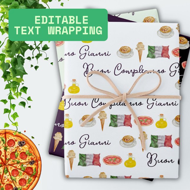 Italienischer Glückwunsch zum Geburtstag , Buon Co Geschenkpapier Set (Von Creator hochgeladen)