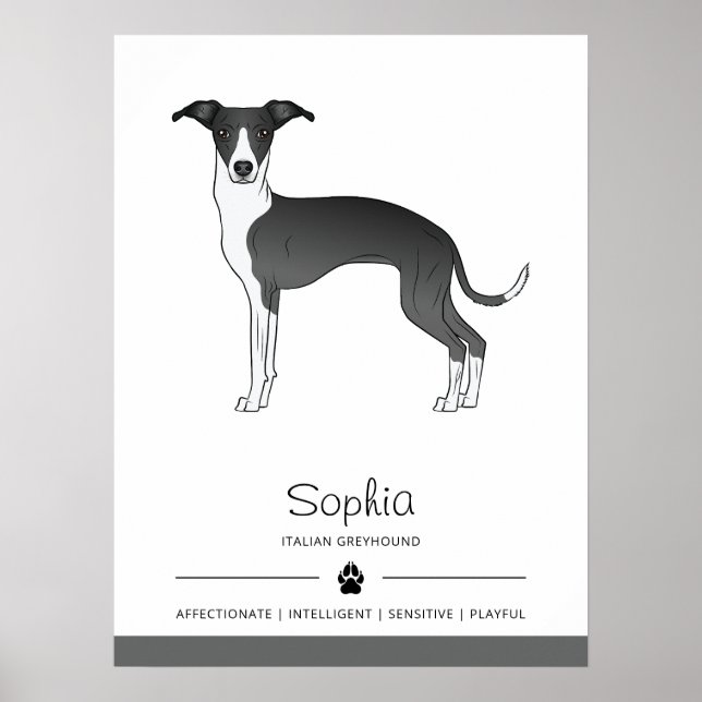 Italienischer Grauhound mit individuellem Text Poster (Vorne)