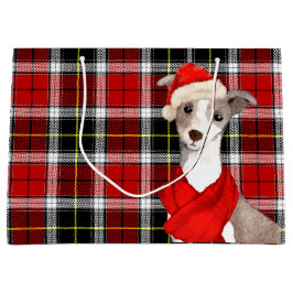 Italienischer Grauhund Hund und Karierte Weihnacht Große Geschenktüte