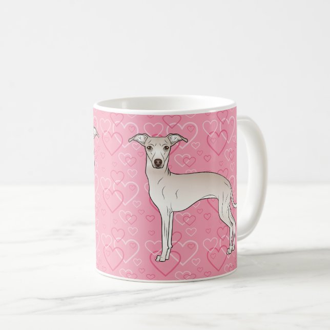 Italienischer Grauhund Niedlich Hund auf rosa Herz Kaffeetasse (VorderseiteRechts)