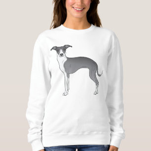 Italienischer Greyhound-Cartoon in Blau und Weiß Z Sweatshirt