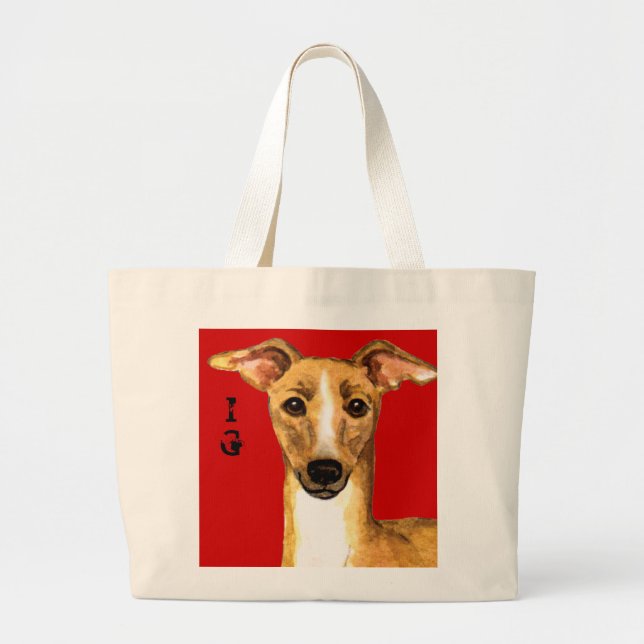 Italienischer Greyhound-Farbblock Jumbo Stoffbeutel (Vorne)