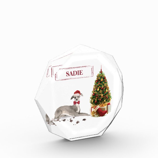 Italienischer Greyhound Funny Christmas Dog mit Ba Fotoblock (Links)