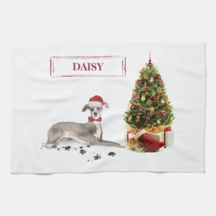 Italienischer Greyhound Funny Christmas Dog mit Ba Geschirrtuch