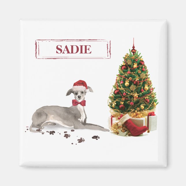 Italienischer Greyhound Funny Christmas Dog mit Ba Magnet (Vorne)