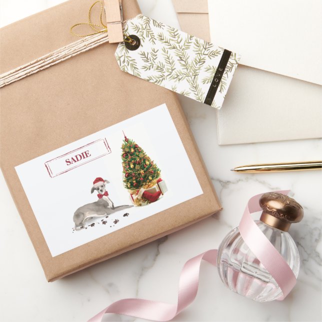 Italienischer Greyhound Funny Christmas Dog mit Ba Rechteckiger Aufkleber (Schenken)