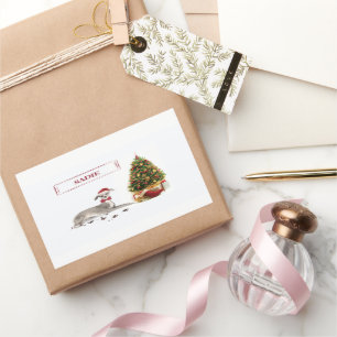 Italienischer Greyhound Funny Christmas Dog mit Ba Rechteckiger Aufkleber