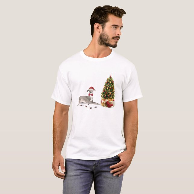 Italienischer Greyhound Funny Christmas Dog mit Ba T-Shirt (Vorne ganz)