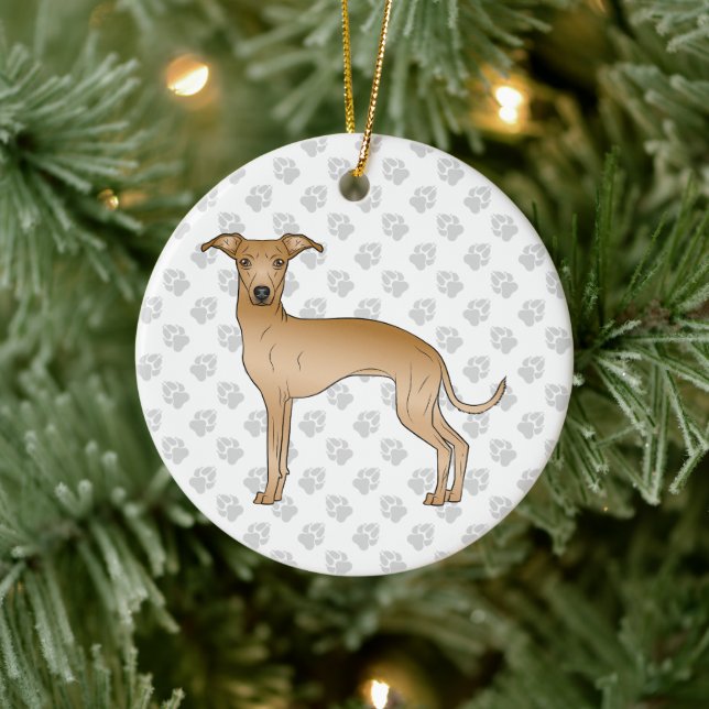 Italienischer Greyhound Niedlicher Cartoon Hund mi Keramik Ornament (Baum)