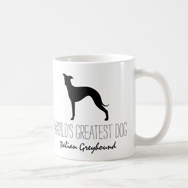Italienischer Greyhound-Silhouette-Weltgrößter Hun Kaffeetasse (Rechts)