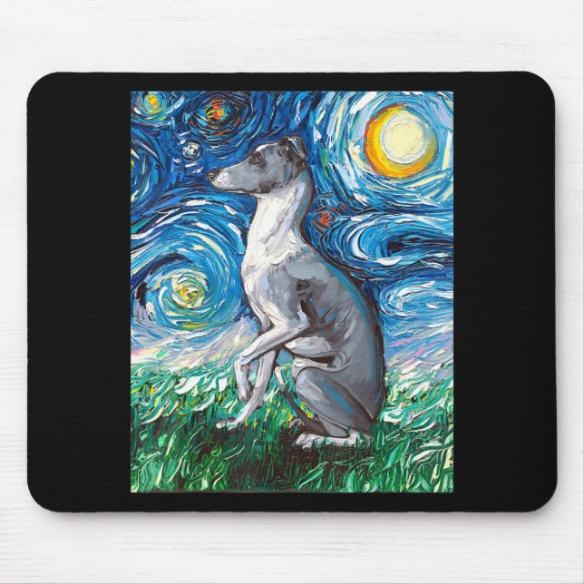Italienischer Greyhound Starry Night Whippet Hund  Mousepad (Vorne)