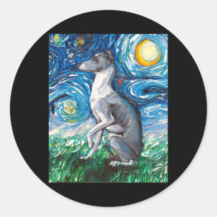 Italienischer Greyhound Starry Night Whippet Hund  Runder Aufkleber