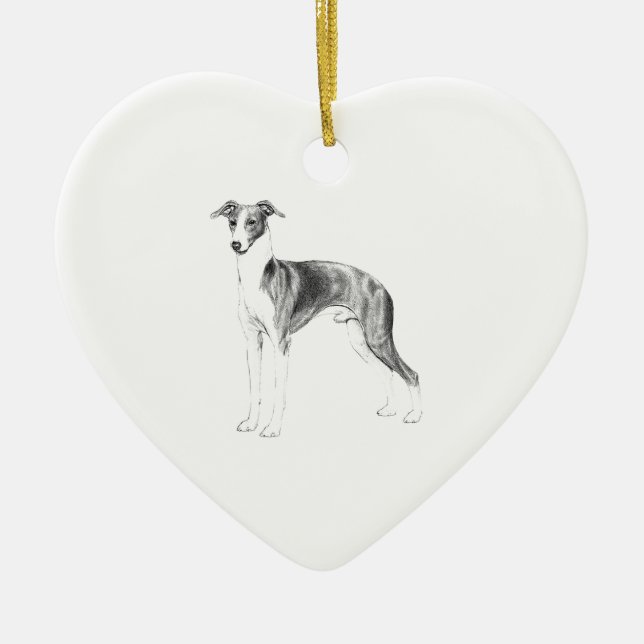 Italienischer Greyhound-Stil Keramikornament (Vorne)