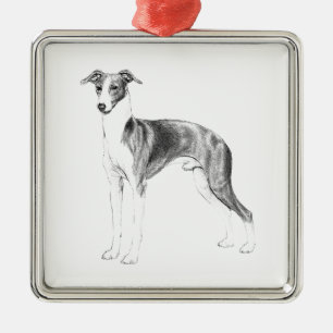 Italienischer Greyhound-Stil Silbernes Ornament