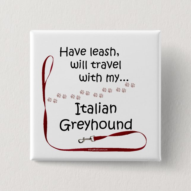 Italienischer Greyhound Travel Leash - Schaltfläch Button (Vorderseite)