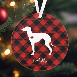 Italienischer Greyhound Weihnachten Karierter Hund Ornament