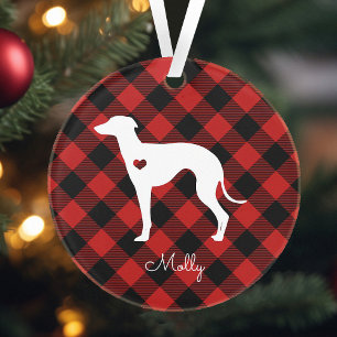 Italienischer Greyhound Weihnachten Karierter Hund Ornament