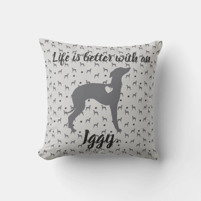 Italienischer Greyhound Zuhause Pillow Iggy Rescue Kissen (Vorderseite)