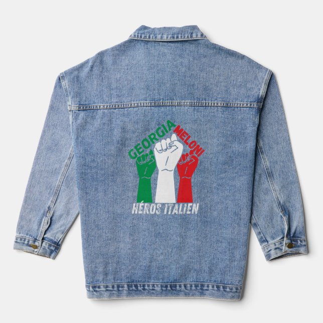 Italienischer Heroes Georgia Meloni Héros Italien Jeansjacke (Rückseite)