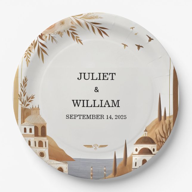 Italienischer Kaffee Sorrento Lässige Hochzeit Pappteller (Vorderseite)