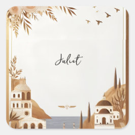 Italienischer Kaffee Sorrento Lässiges Brautparty Quadratischer Aufkleber