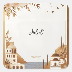 Italienischer Kaffee Sorrento Lässiges Brautparty Quadratischer Aufkleber