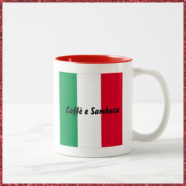 Italienischer Kaffee und Sambuca-Tasse Zweifarbige Tasse (Bookmark my store! https://www.zazzle.com/store/capricepetit)