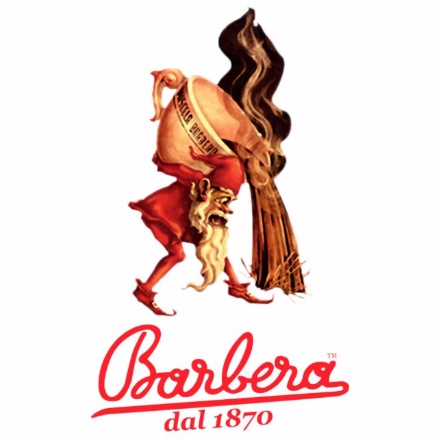 Italienischer Kaffeemagier Barberas Freistehende Fotoskulptur (Vorne)