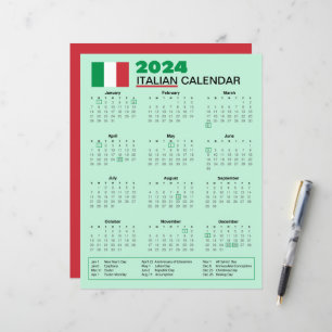 Italienischer Kalender 2024 mit Ferien   Kalender