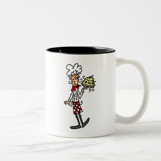 Italienischer Koch mit Spaghetti-Hemden und Gesche Zweifarbige Tasse (Rechts)