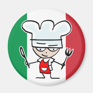 Italienischer Küchenmagnet mit Cartoon und Flagge Magnet