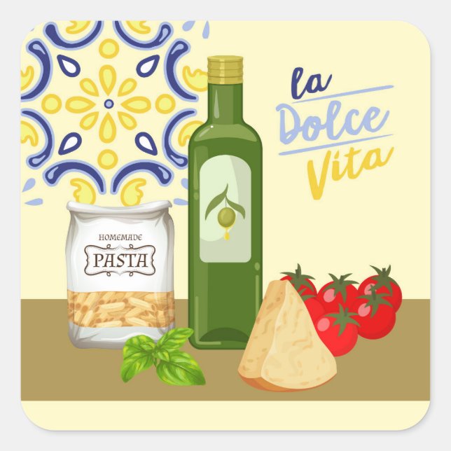 Italienischer Lebensmarkt Quadratischer Aufkleber (Vorderseite)