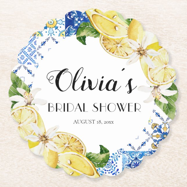 Italienischer Lemon Brautparty Untersetzer (Vorderseite)
