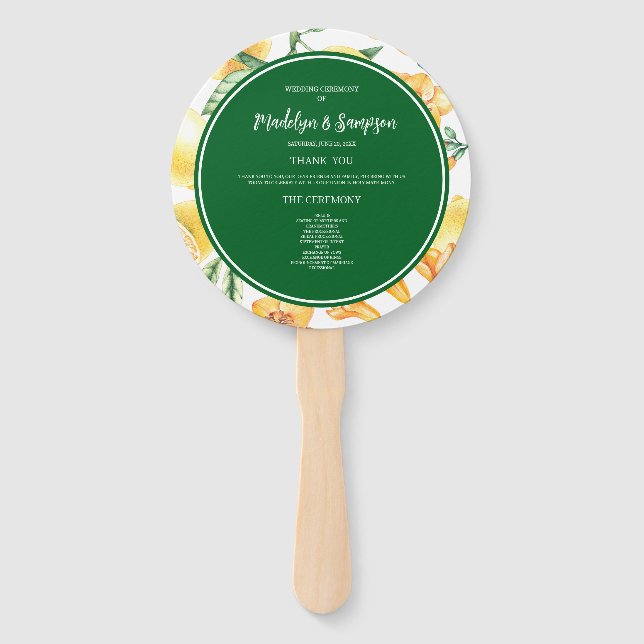 Italienischer Lemon La Dolce Vita Wedding Set Fans Fächer (Vorderseite)