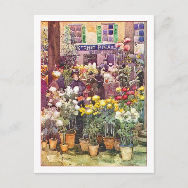Italienischer Markt für Blume von Maurice Prenderg Postkarte (Vorderseite)