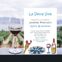 Italienischer Meeresfrüchtewein, handgezeichnet 50