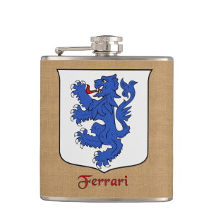 Italienischer Nachname Ferrari Heraldic Shield Flachmann