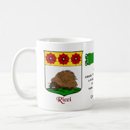 Italienischer Nachname Ricci Heraldic Shield und B Tasse