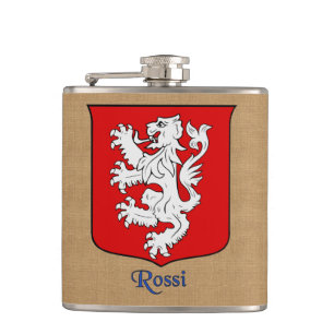 Italienischer Nachname Rossi Heraldic Shield Flachmann