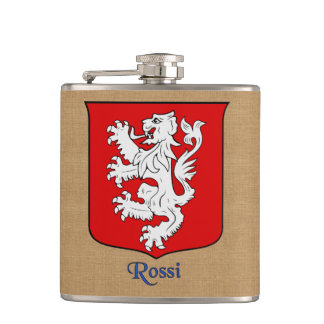 Italienischer Nachname Rossi Heraldic Shield Flachmann