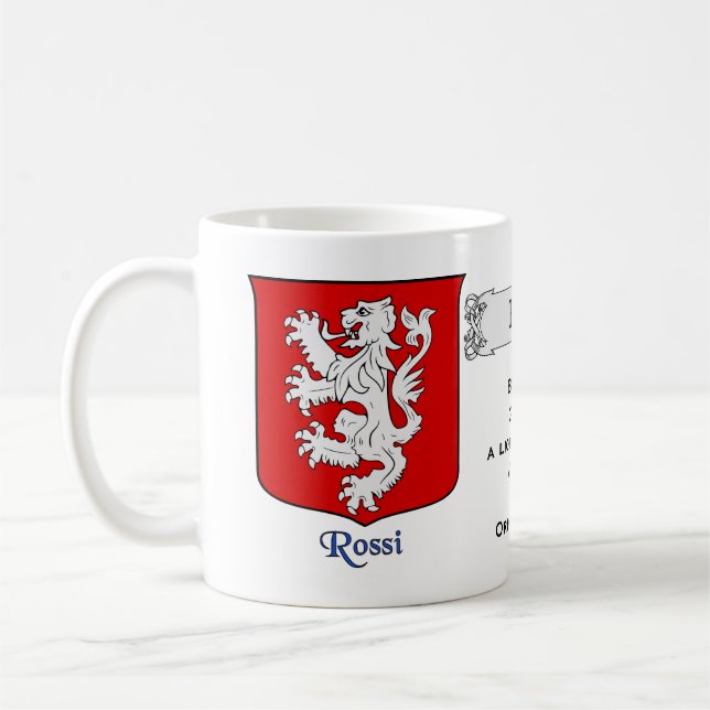 Italienischer Nachname Rossi Heraldic Shield und B Tasse (Links)