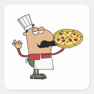 Italienischer Pizza-Koch Quadratischer Aufkleber