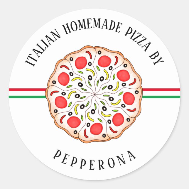 Italienischer Pizza-personalisiert-Zuhause Runder Aufkleber (Vorderseite)