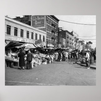 Italienischer Puschcart-Markt, Bronx: 1940 Poster