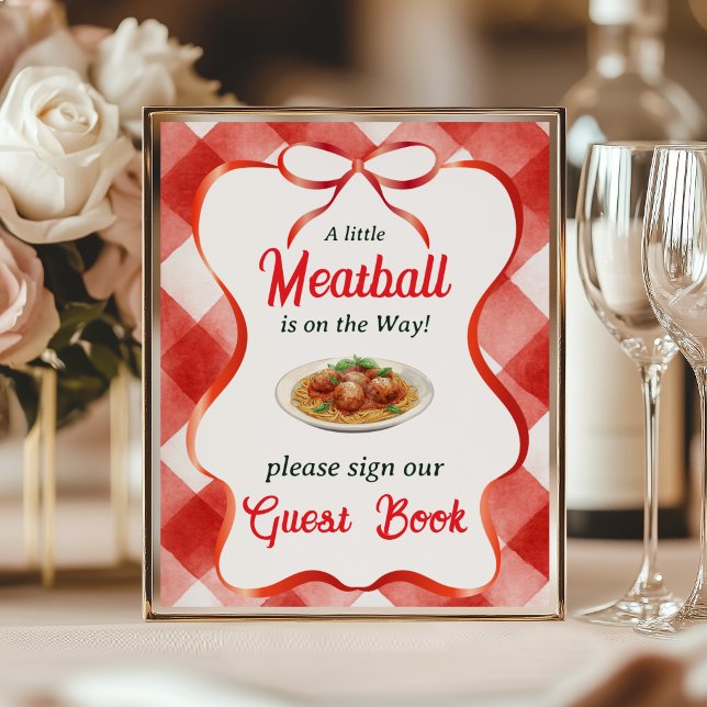 Italienischer Roter Gingham-Fleischbällchen-Baby-P Poster (Von Creator hochgeladen)