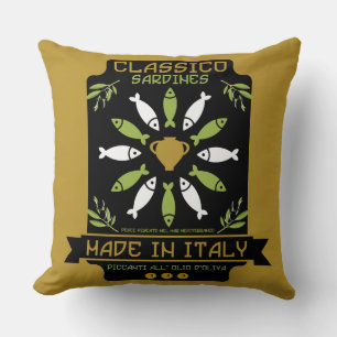 Italienischer Sardinen-Kunstdruck Küchengeschenk Kissen