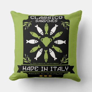 Italienischer Sardinen-Kunstprint Küchengeschenk Kissen