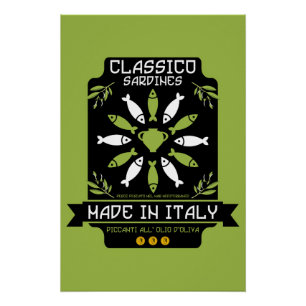 Italienischer Sardinen-Kunstprint Küchengeschenk Poster