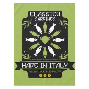 Italienischer Sardinen-Kunstprint Küchengeschenk Tischdecke