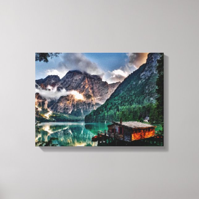 Italienischer See Leinwanddruck (Vorderseite)